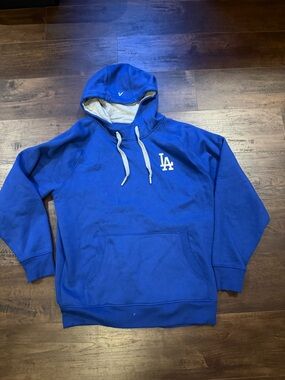 Antigua Royal Blue Los Angeles Dodgers Pullover Hoodie with Gray Lining